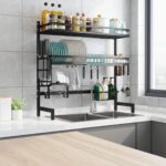 2-Layer Stainless Steel Sink Rack | Bowl, Plate & Dish Drainer with Sponge Storage