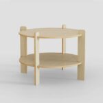 Modern Round Wooden Coffee Table – Scandinavian 2-Tier Center Table for Living Room - Image 4