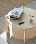 Modern Round Wooden Coffee Table – Scandinavian 2-Tier Center Table for Living Room - Image 3